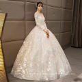 2020 newest style winter lace long sleeve floor length bridal wedding dress